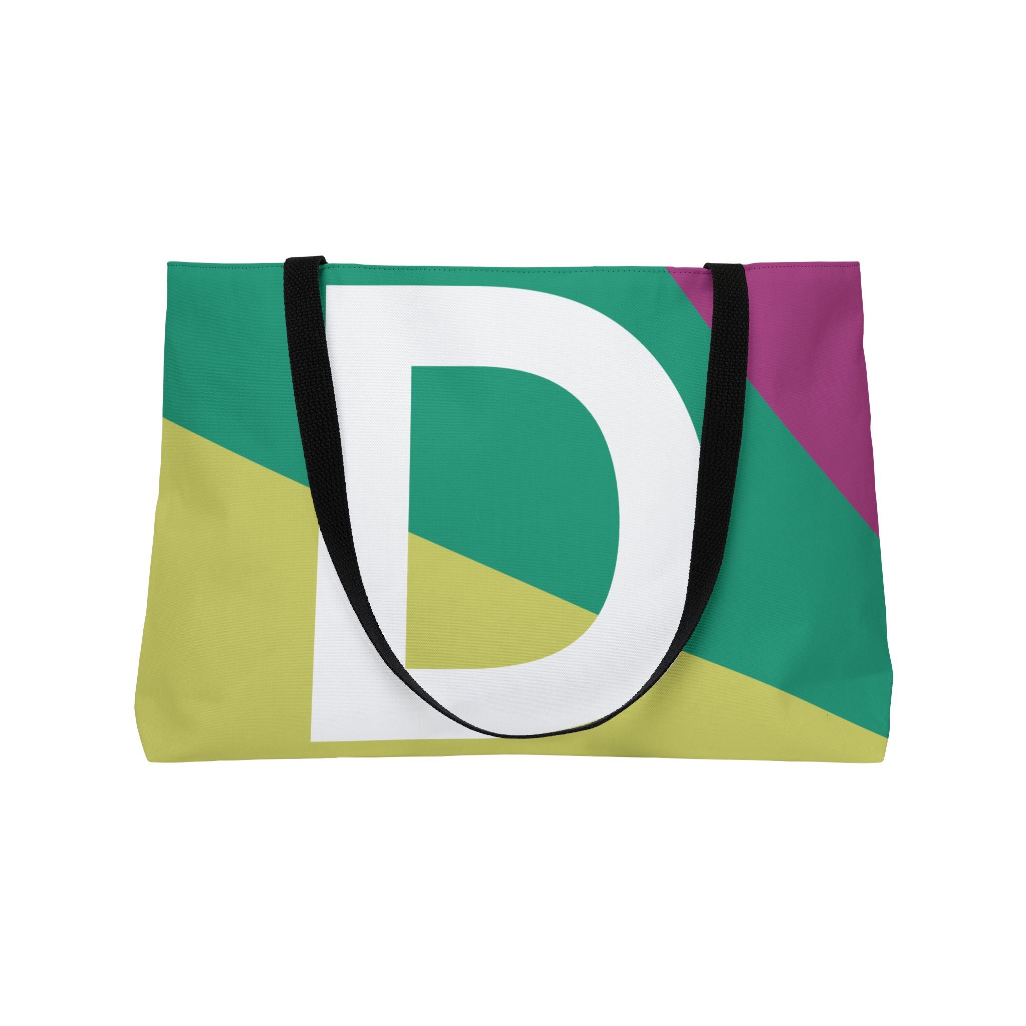 Personalized 'D' Colorblock Tote Bag — Monogram Weekender Tote