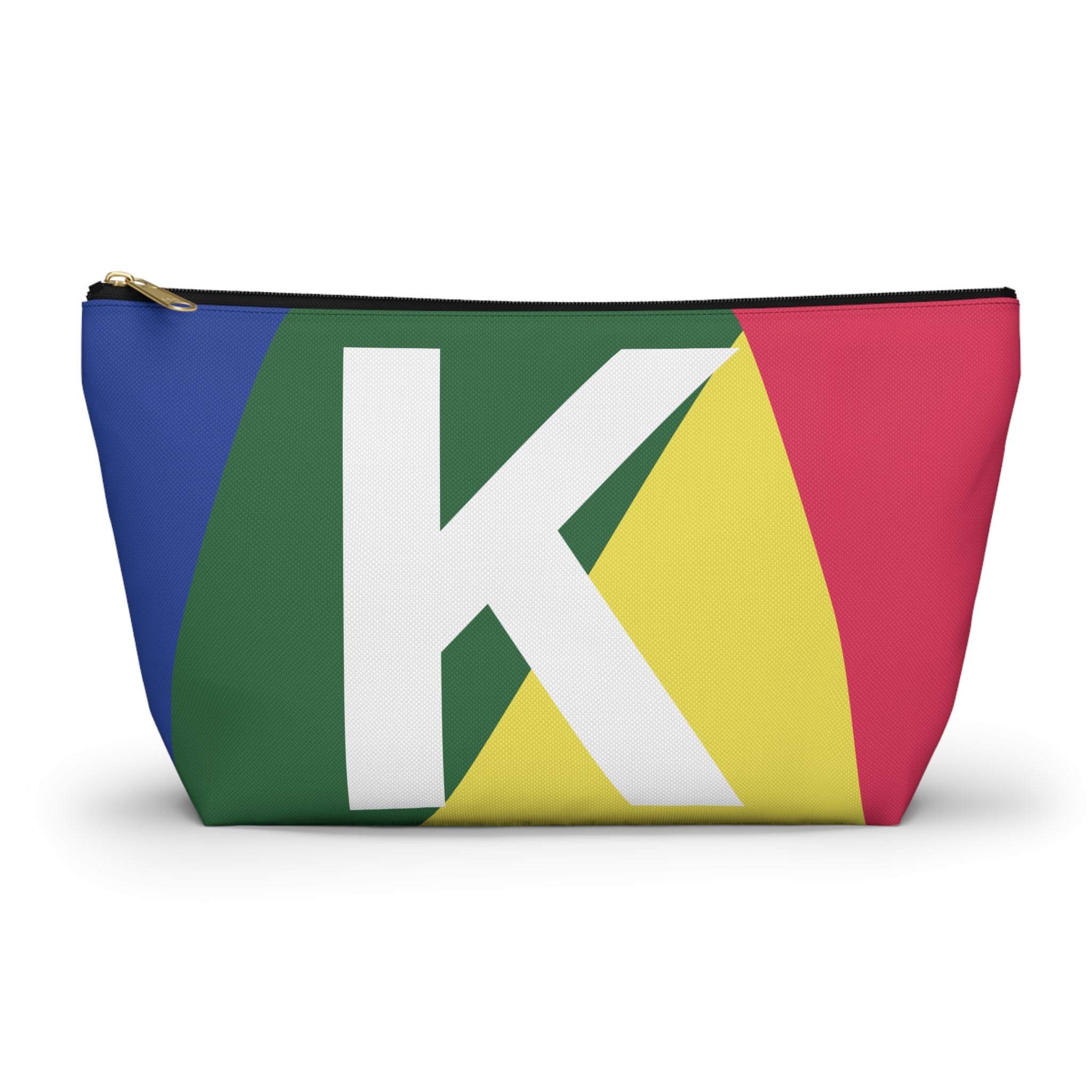 Initials Colorblock Accessory Pouch — Monogram K T-Bottom Cosmetic Bag