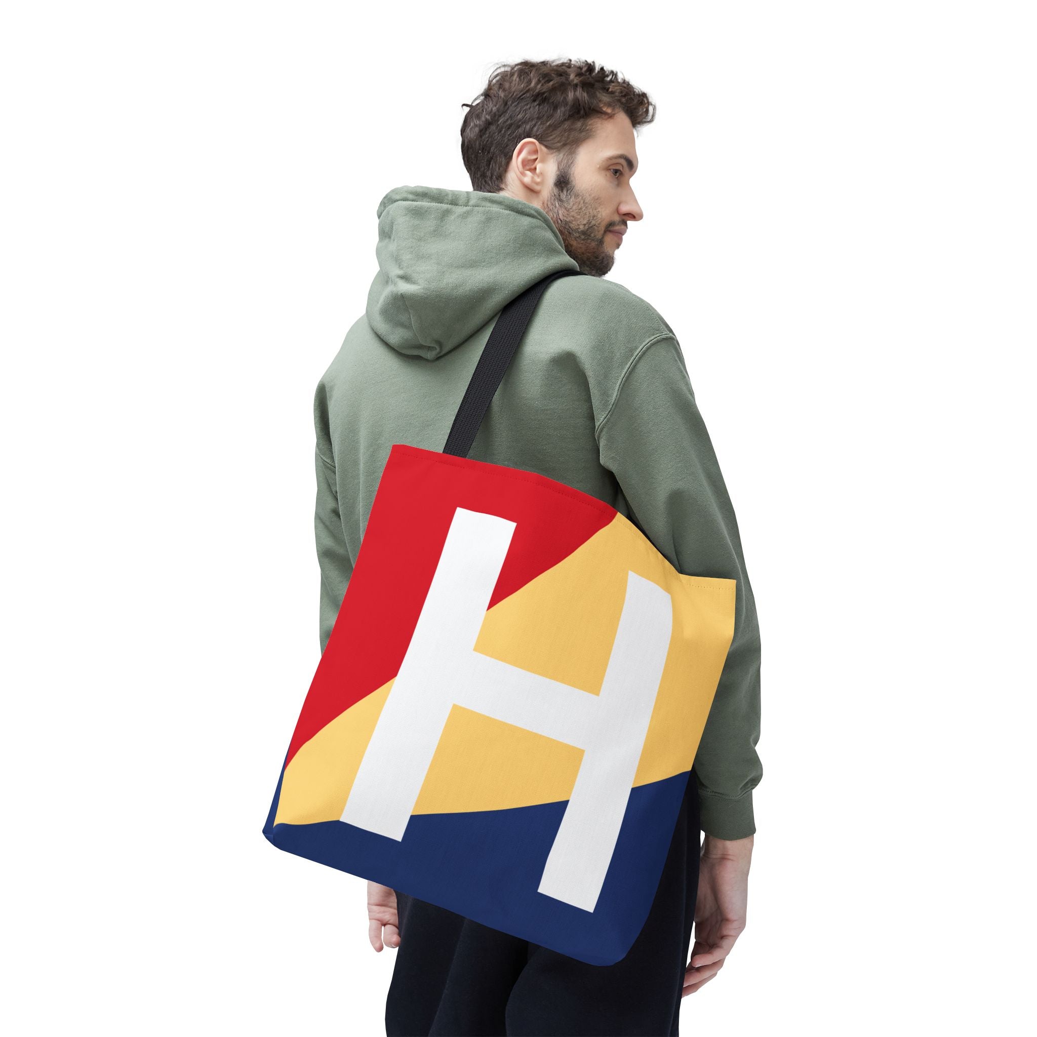 Monogram 'H' Colorblock Tote Bag — Personalized Initial H Shoulder Tote