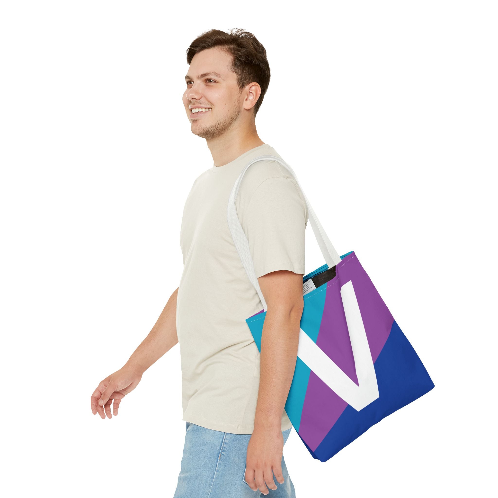 Monogram 'V' Colorblock Tote Bag — Personalized Initial V Shoulder Tote
