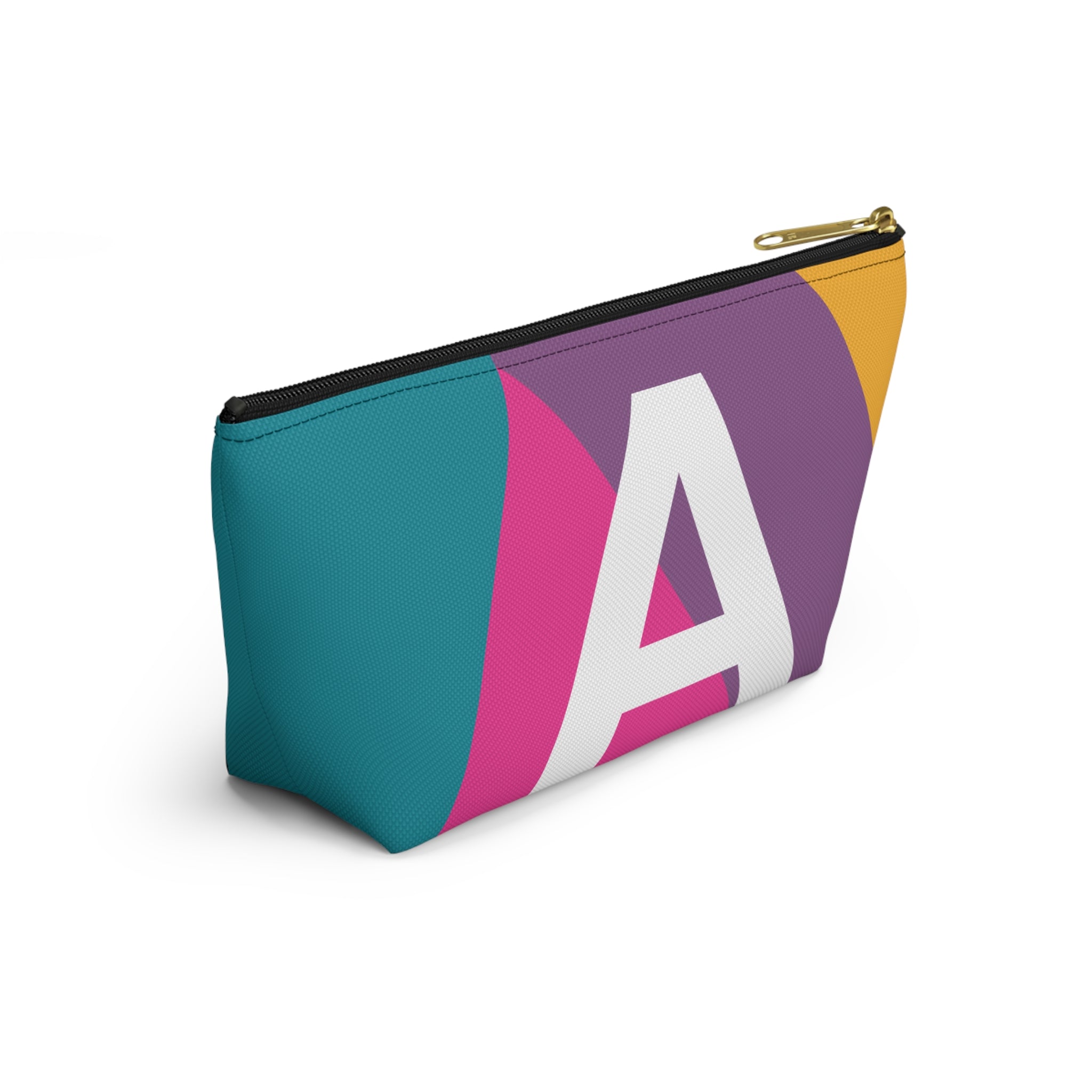 Initials Colorblock Accessory Pouch — Monogram A T-Bottom Cosmetic Bag