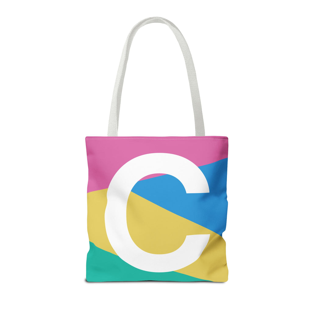 Monogram 'C' Colorblock Tote Bag — Personalized Initial C Shoulder Tote