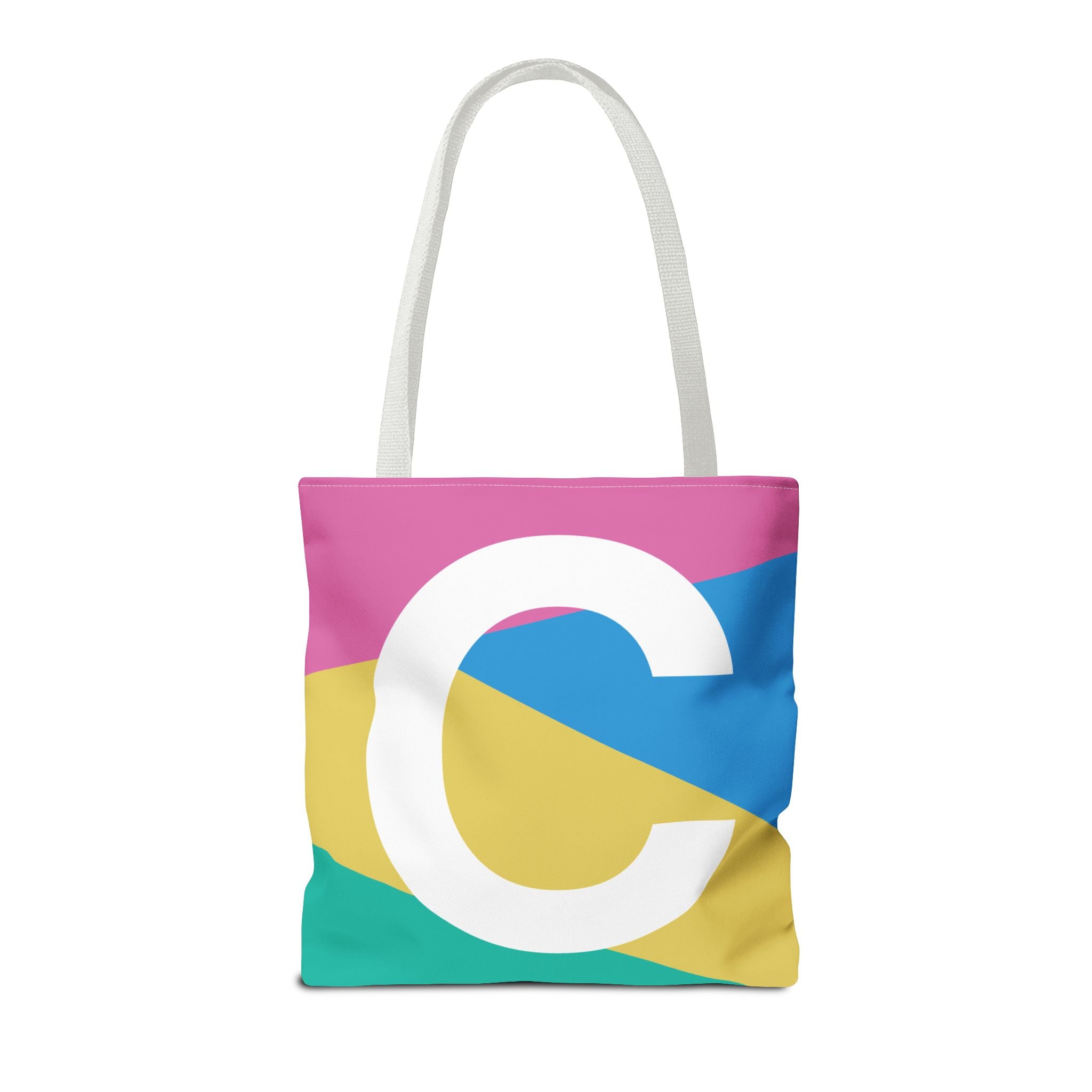 Monogram 'C' Colorblock Tote Bag — Personalized Initial C Shoulder Tote