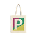 Initial P Colorblock Canvas Tote Bag — Monogram Letter P Reusable Grocery Tote