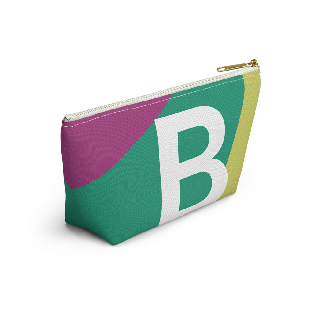 Initials Colorblock Accessory Pouch — Monogram B T-Bottom Cosmetic Bag
