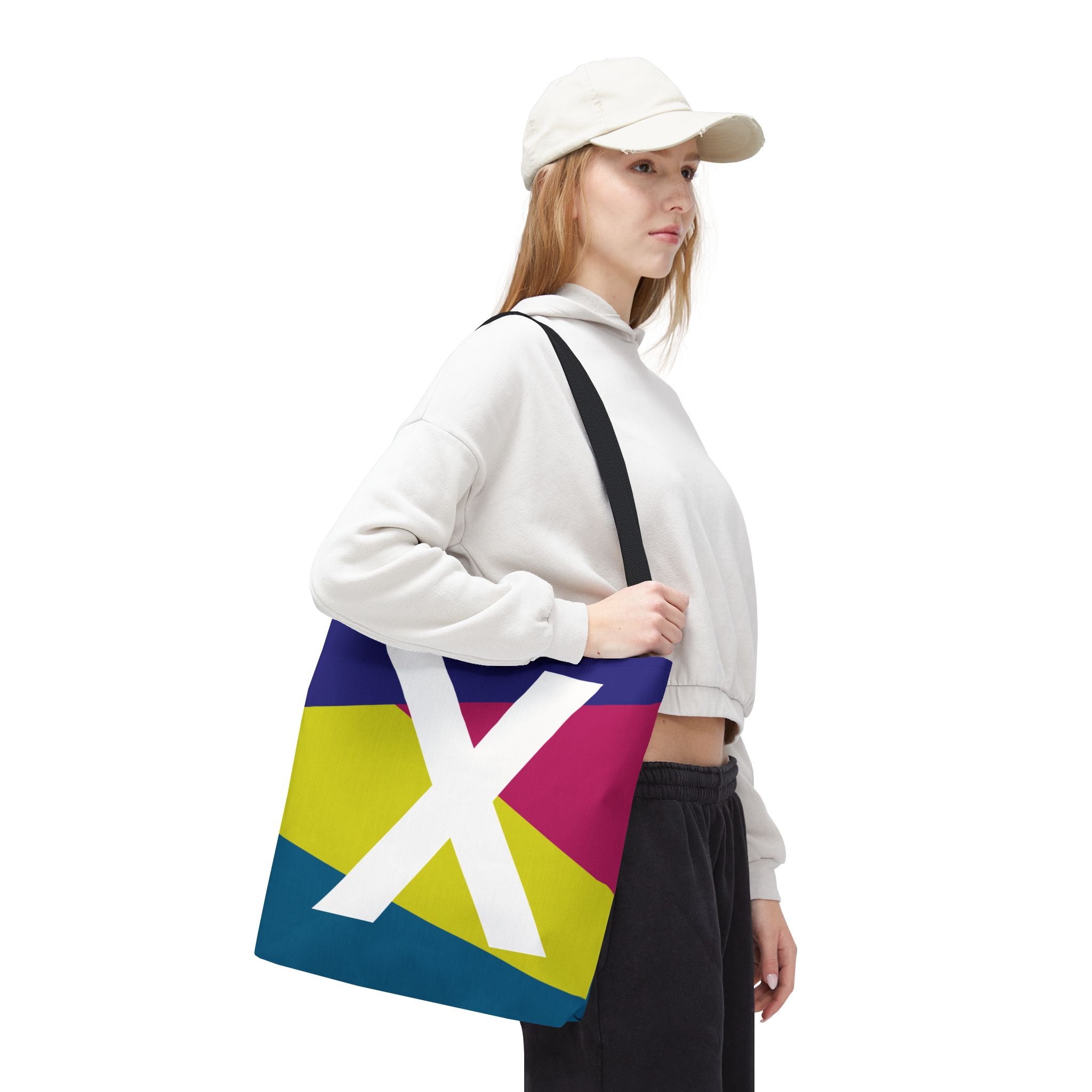 Monogram 'X' Colorblock Tote Bag — Personalized Initial X Shoulder Tote