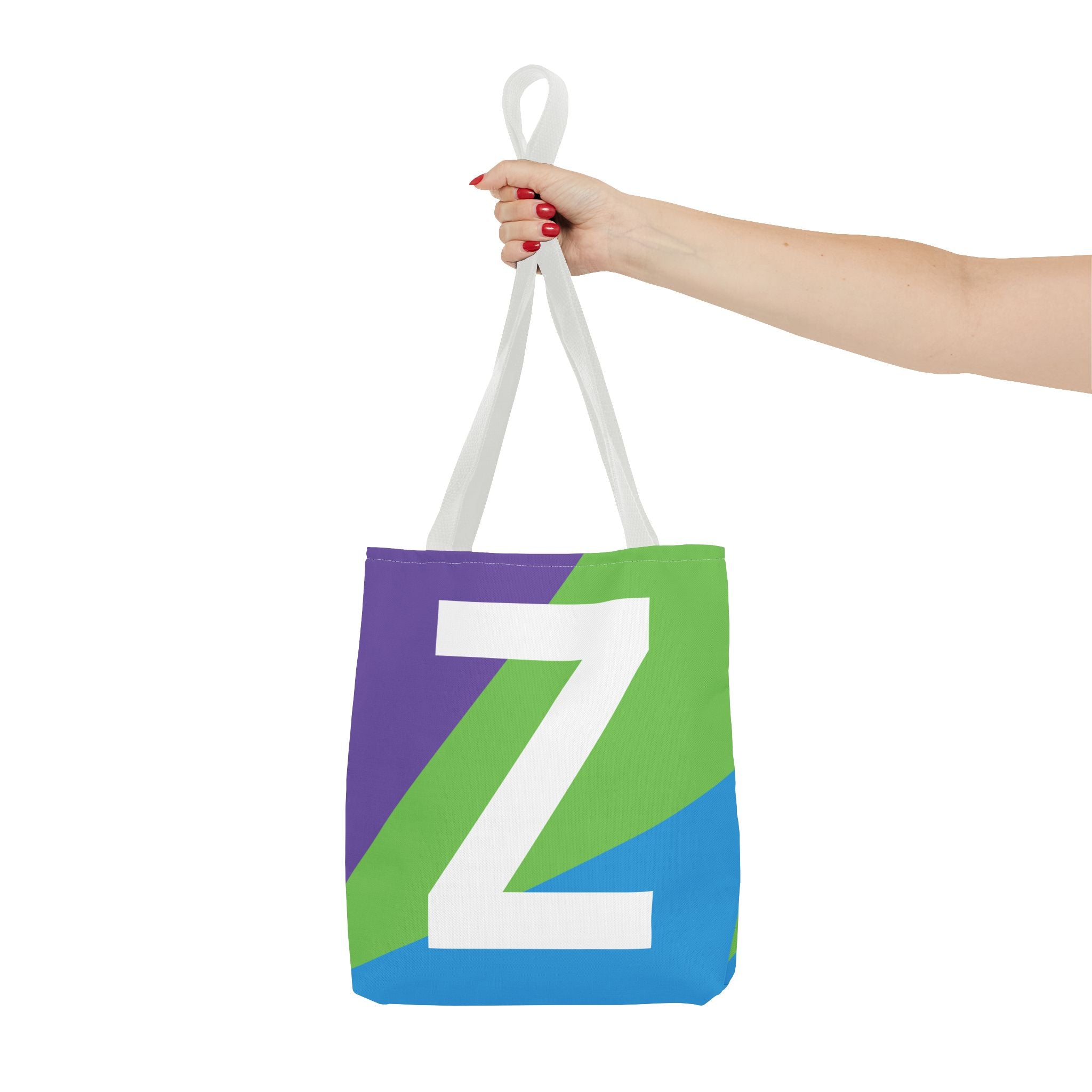 Monogram 'Z' Colorblock Tote Bag — Personalized Initial Z Shoulder Tote
