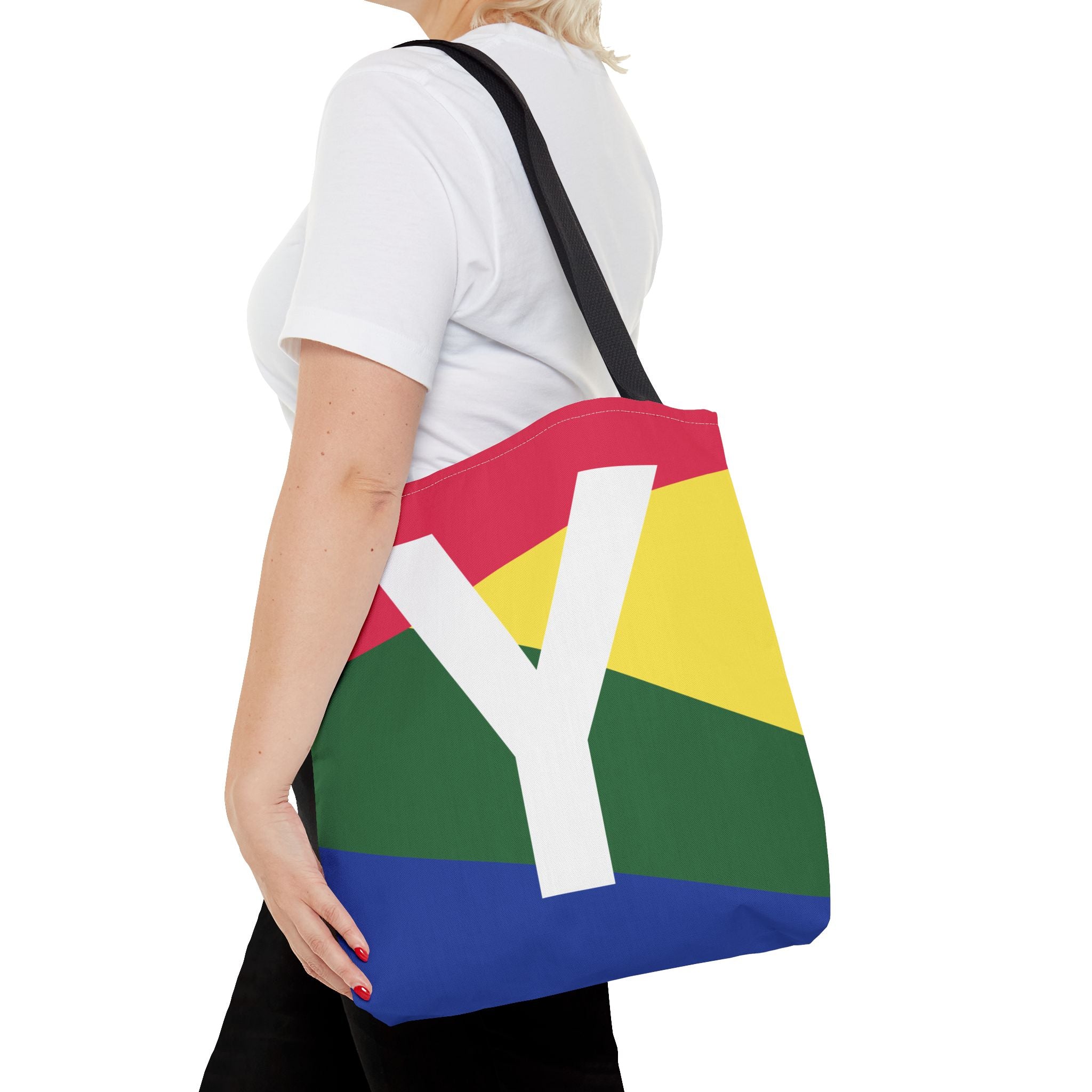 Monogram 'Y' Colorblock Tote Bag — Personalized Initial Y Shoulder Tote