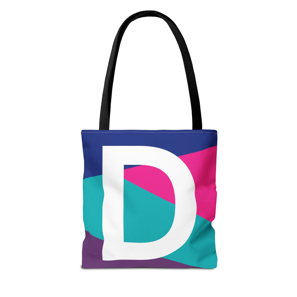 Monogram 'D' Colorblock Tote Bag — Personalized Initial D Shoulder Tote