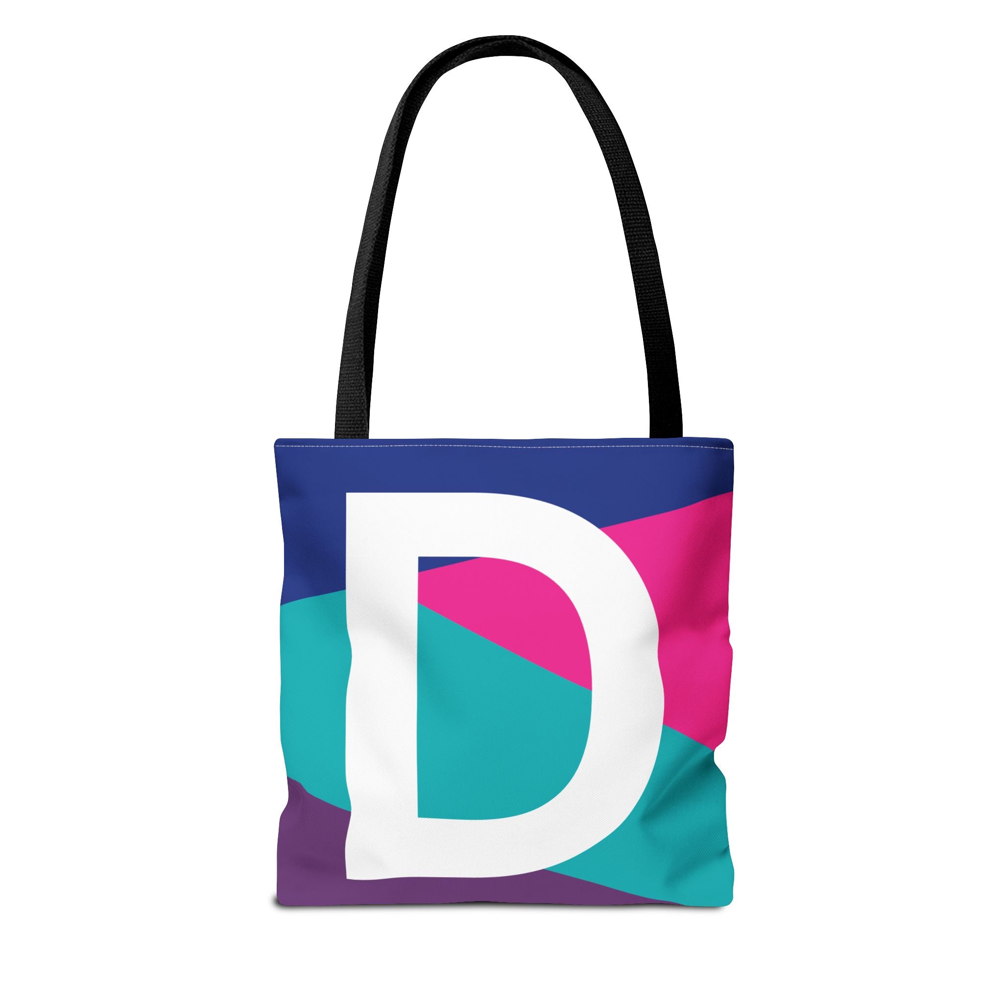 Monogram 'D' Colorblock Tote Bag — Personalized Initial D Shoulder Tote