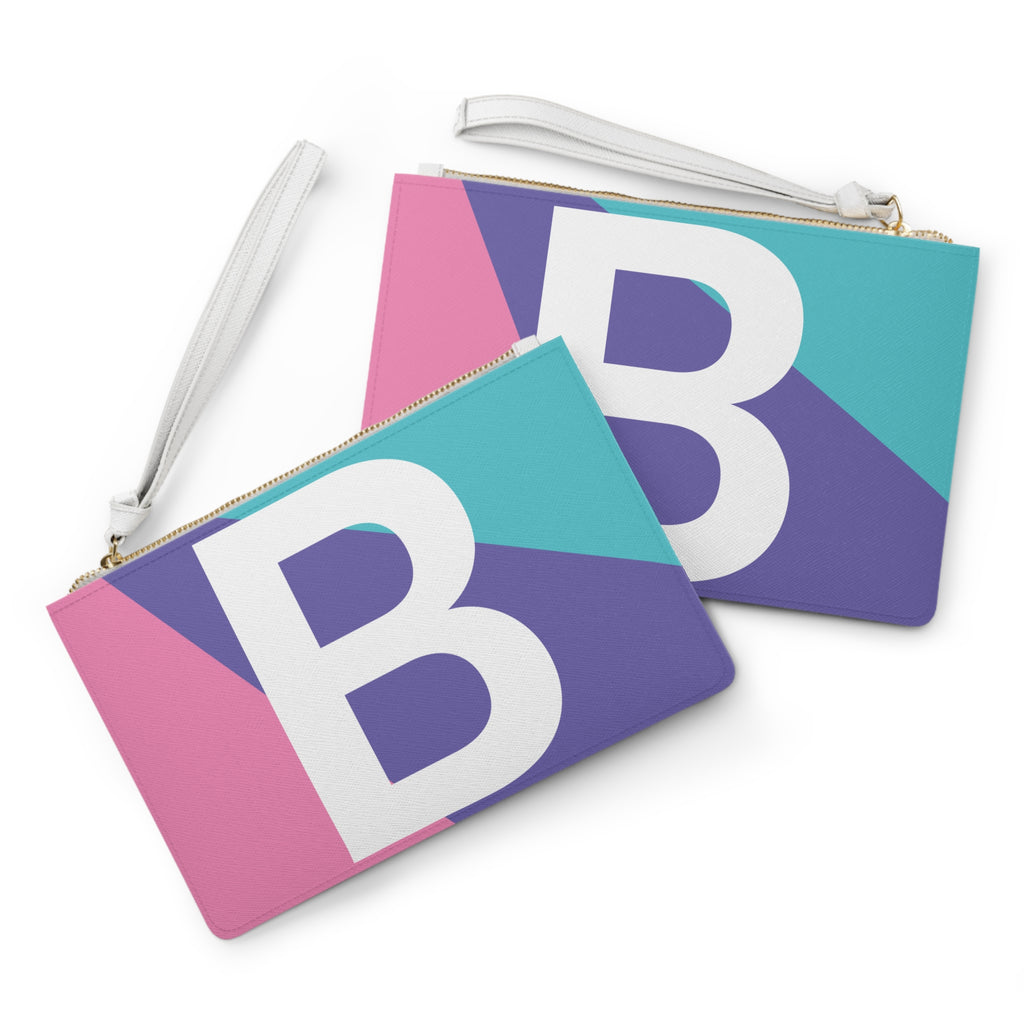 Monogram 'B' Colorblock Clutch Bag — Bold Geometric Wristlet for Everyday & Gifts