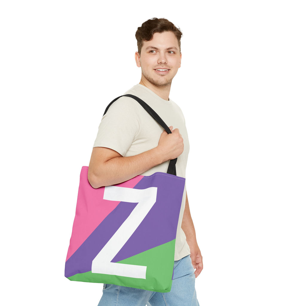 Monogram 'Z' Colorblock Tote Bag — Personalized Initial Z Shoulder Tote