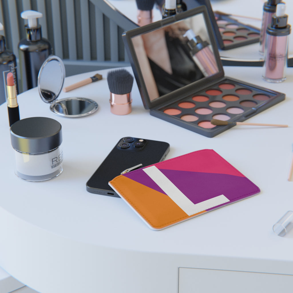 Initial L Mini Clutch — Colorblock Monogram Wristlet Wallet