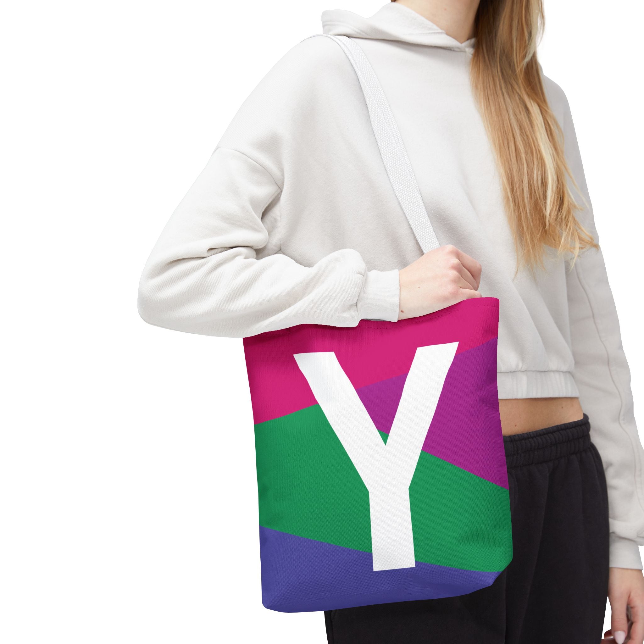 Monogram 'Y' Colorblock Tote Bag — Personalized Initial Y Shoulder Tote