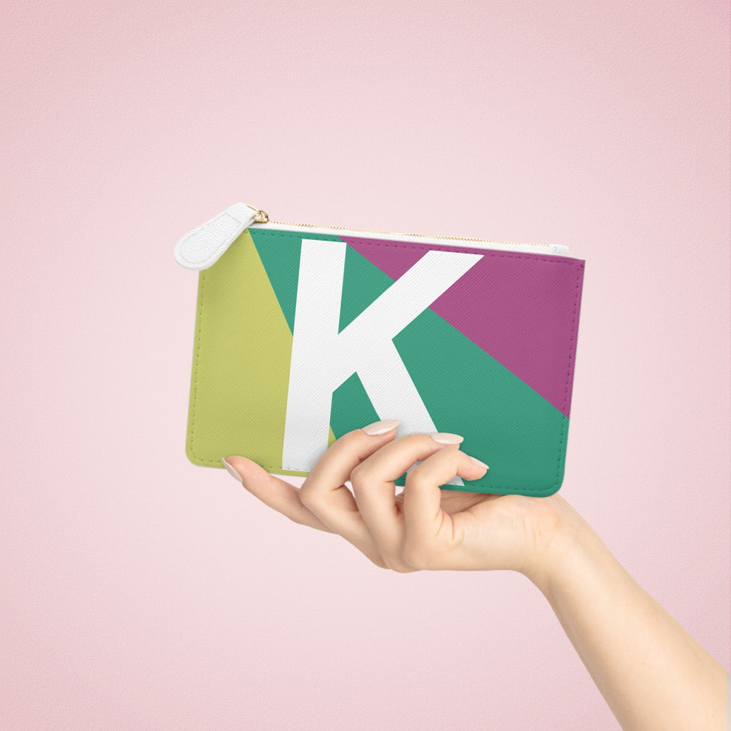 Initial K Mini Clutch — Colorblock Monogram Wristlet Wallet