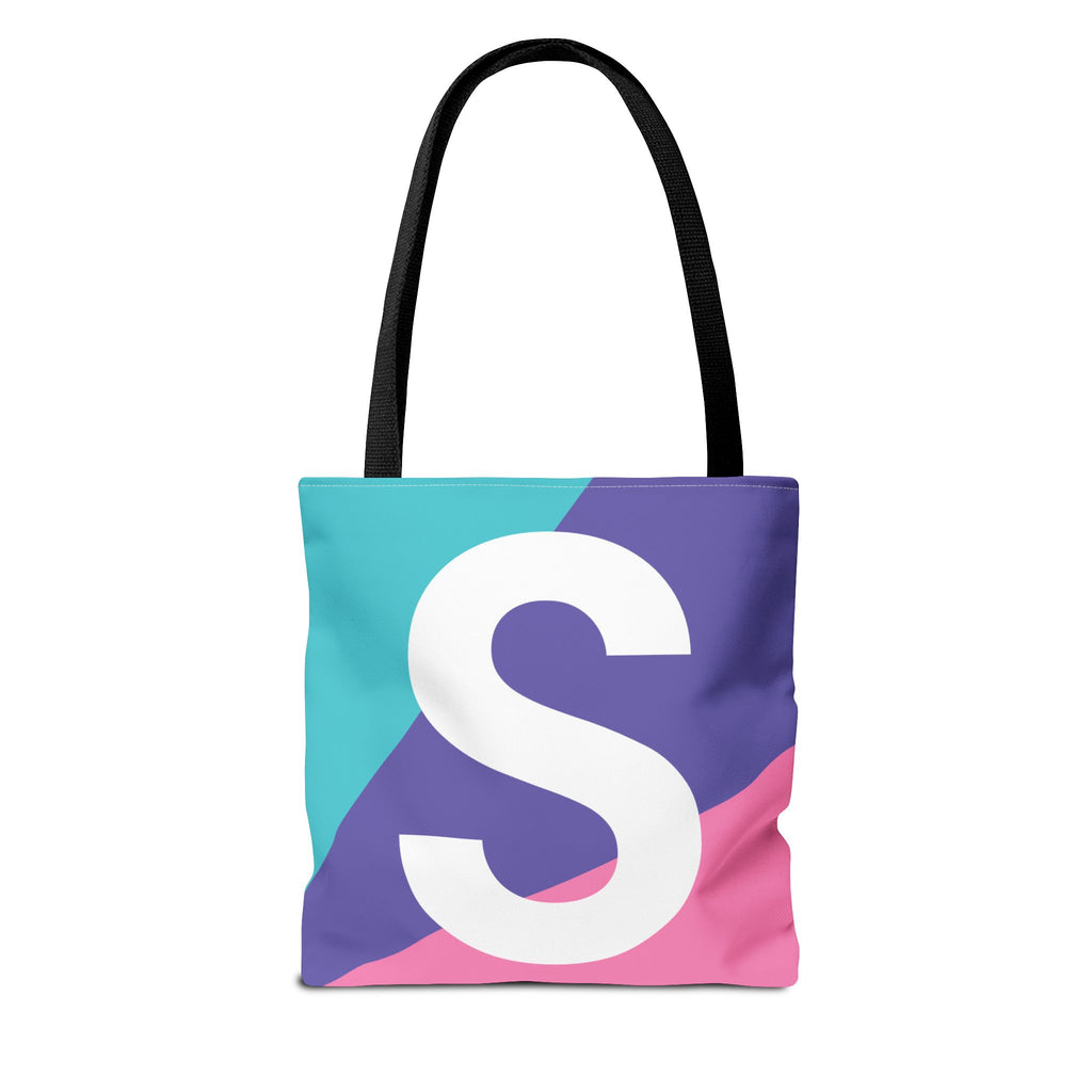 Monogram 'S' Colorblock Tote Bag — Personalized Initial S Shoulder Tote