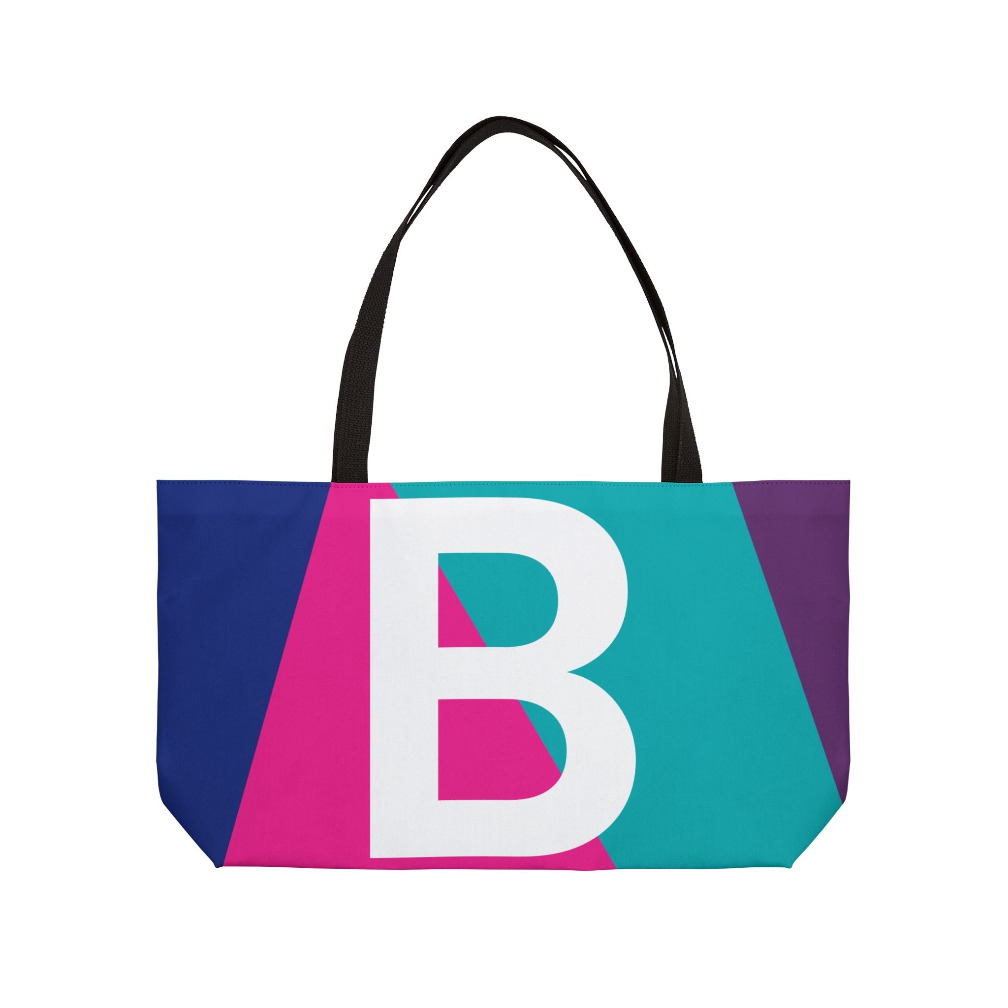 Personalized 'B' Colorblock Tote Bag — Monogram Weekender Tote