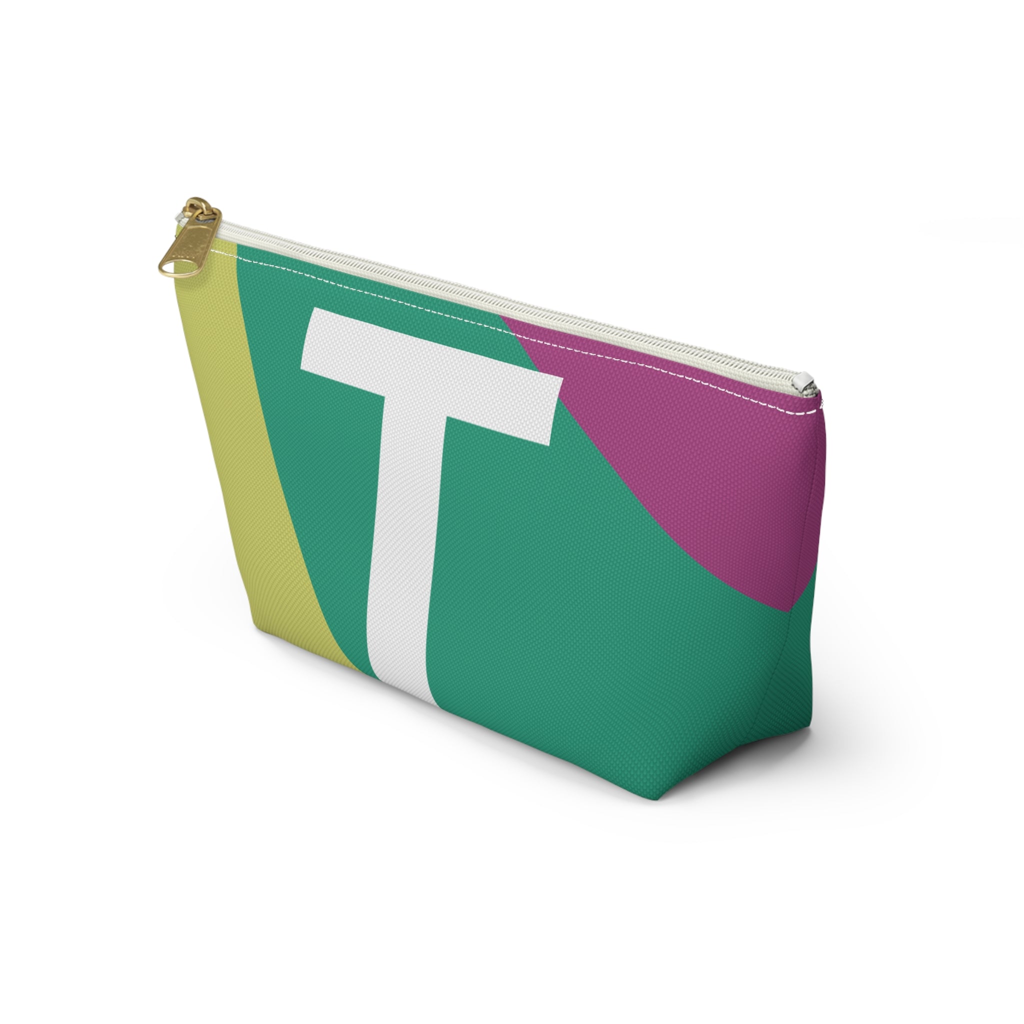 Initials Colorblock Accessory Pouch — Monogram T T-Bottom Cosmetic Bag