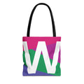 Monogram 'W' Colorblock Tote Bag — Personalized Initial W Shoulder Tote