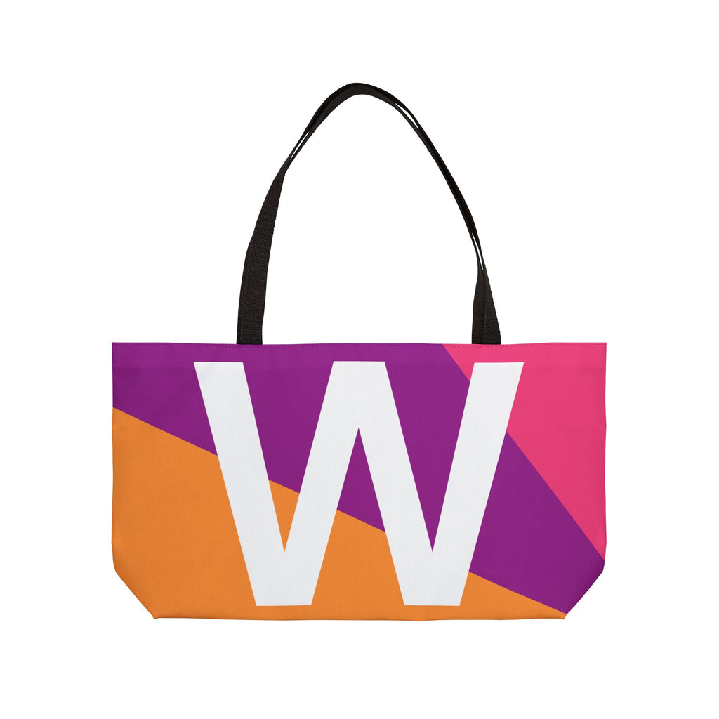 Personalized 'W' Colorblock Tote Bag — Monogram Weekender Tote