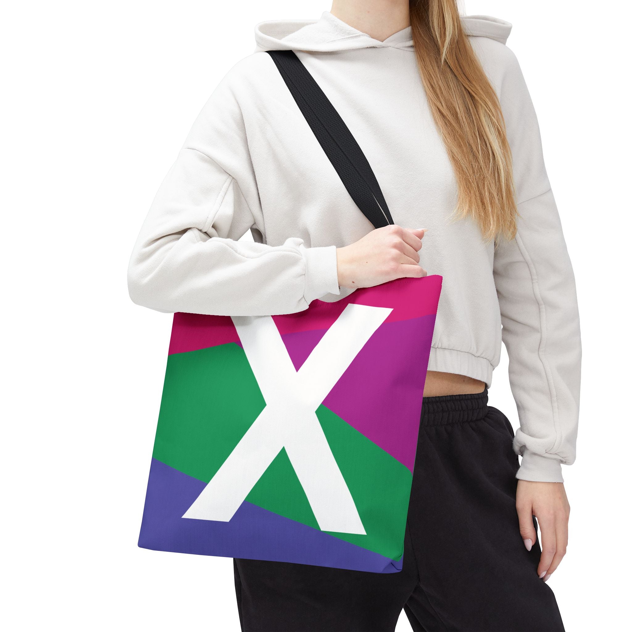 Monogram 'X' Colorblock Tote Bag — Personalized Initial X Shoulder Tote