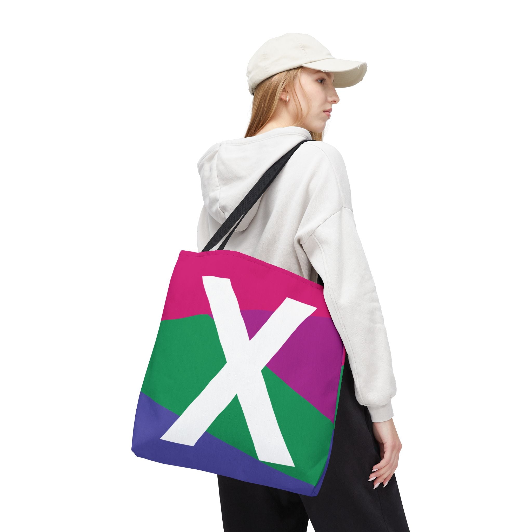 Monogram 'X' Colorblock Tote Bag — Personalized Initial X Shoulder Tote