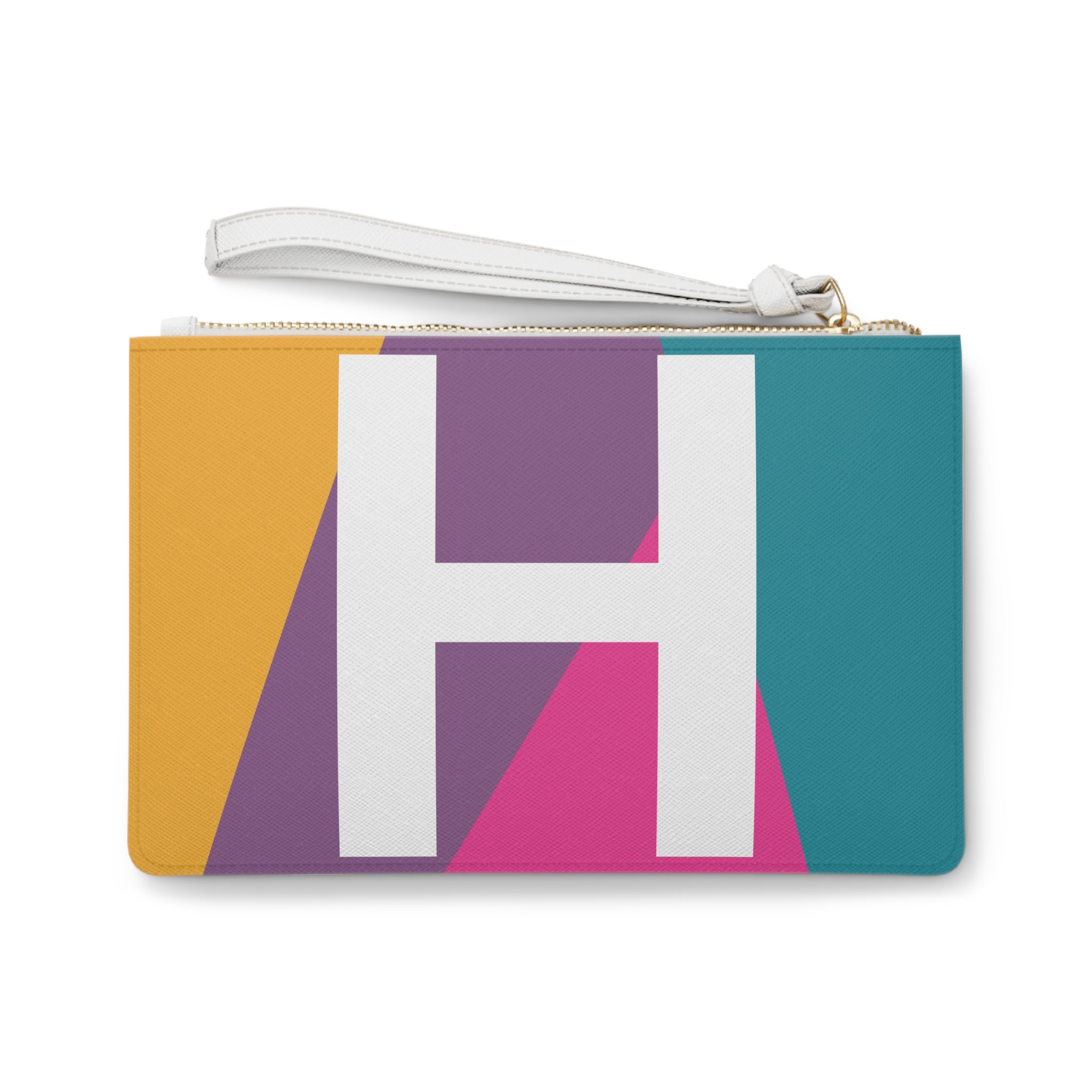 Monogram 'H' Colorblock Clutch Bag — Bold Geometric Wristlet for Everyday & Gifts