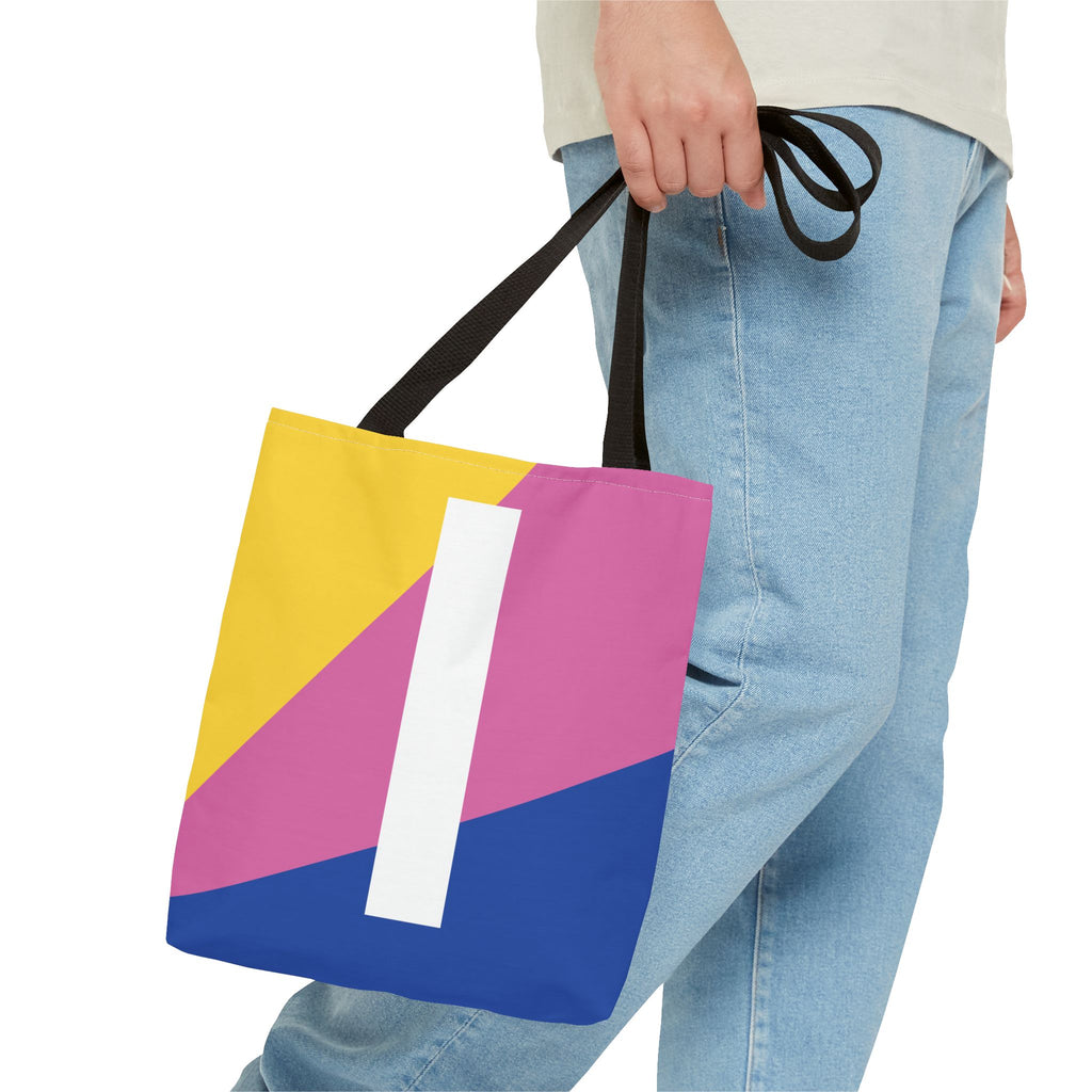 Monogram 'I' Colorblock Tote Bag — Personalized Initial I Shoulder Tote