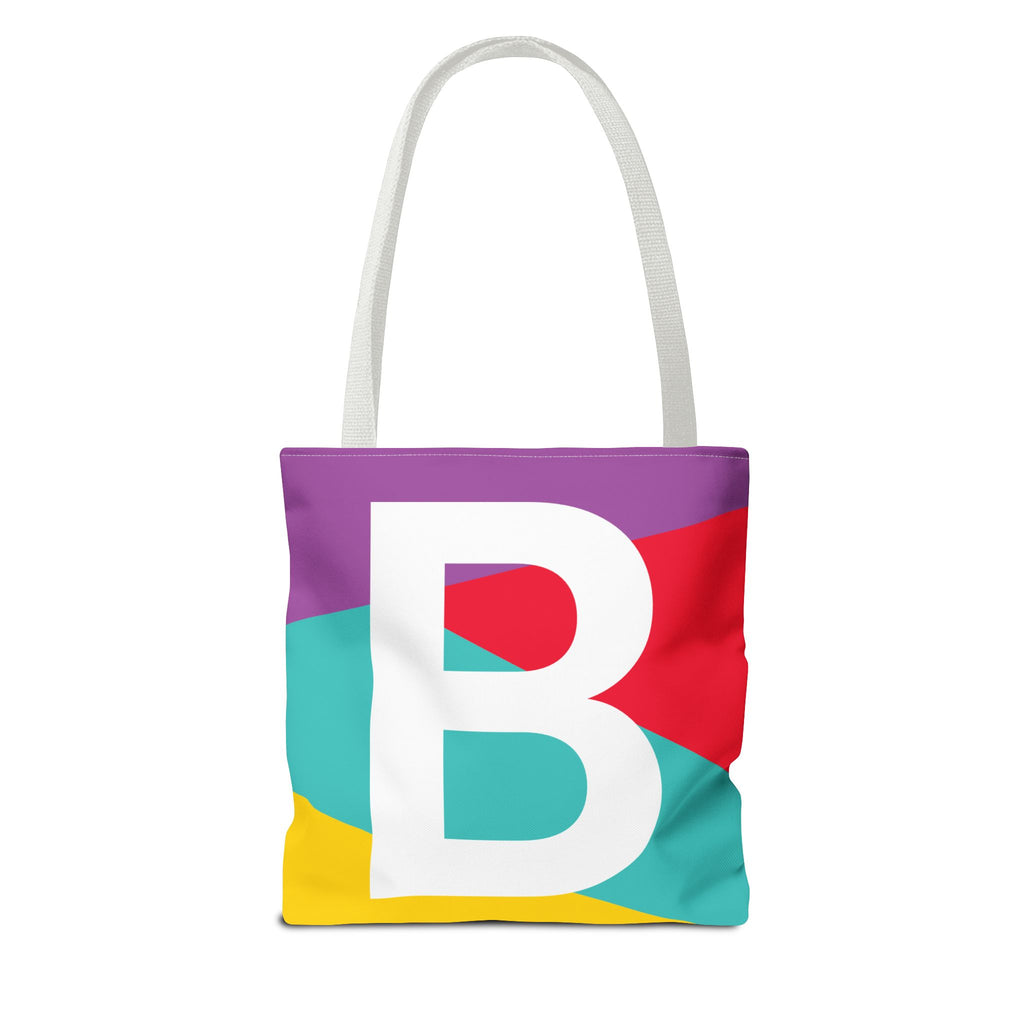 Monogram 'B' Colorblock Tote Bag — Personalized Initial B Shoulder Tote