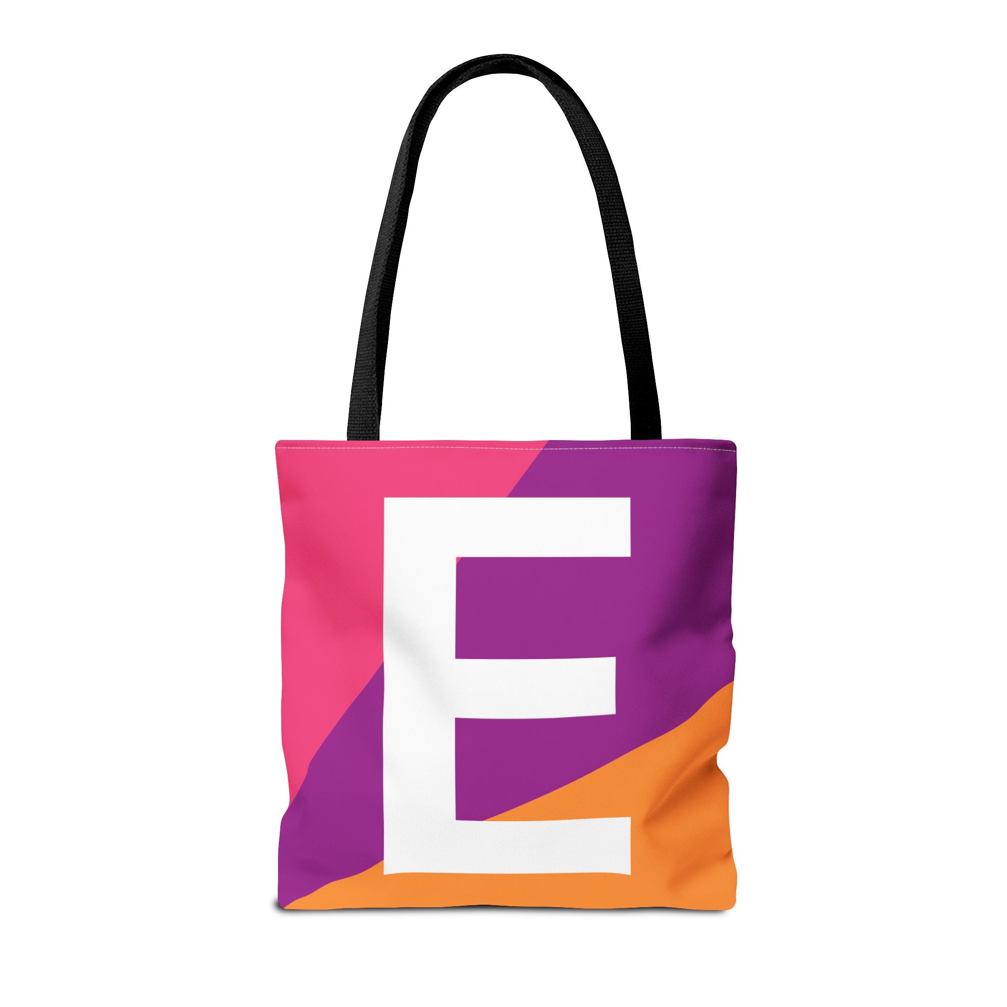 Monogram 'E' Colorblock Tote Bag — Personalized Initial E Shoulder Tote