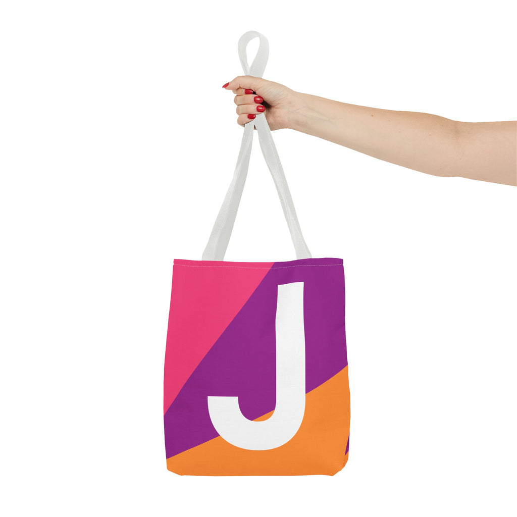 Monogram 'J' Colorblock Tote Bag — Personalized Initial J Shoulder Tote