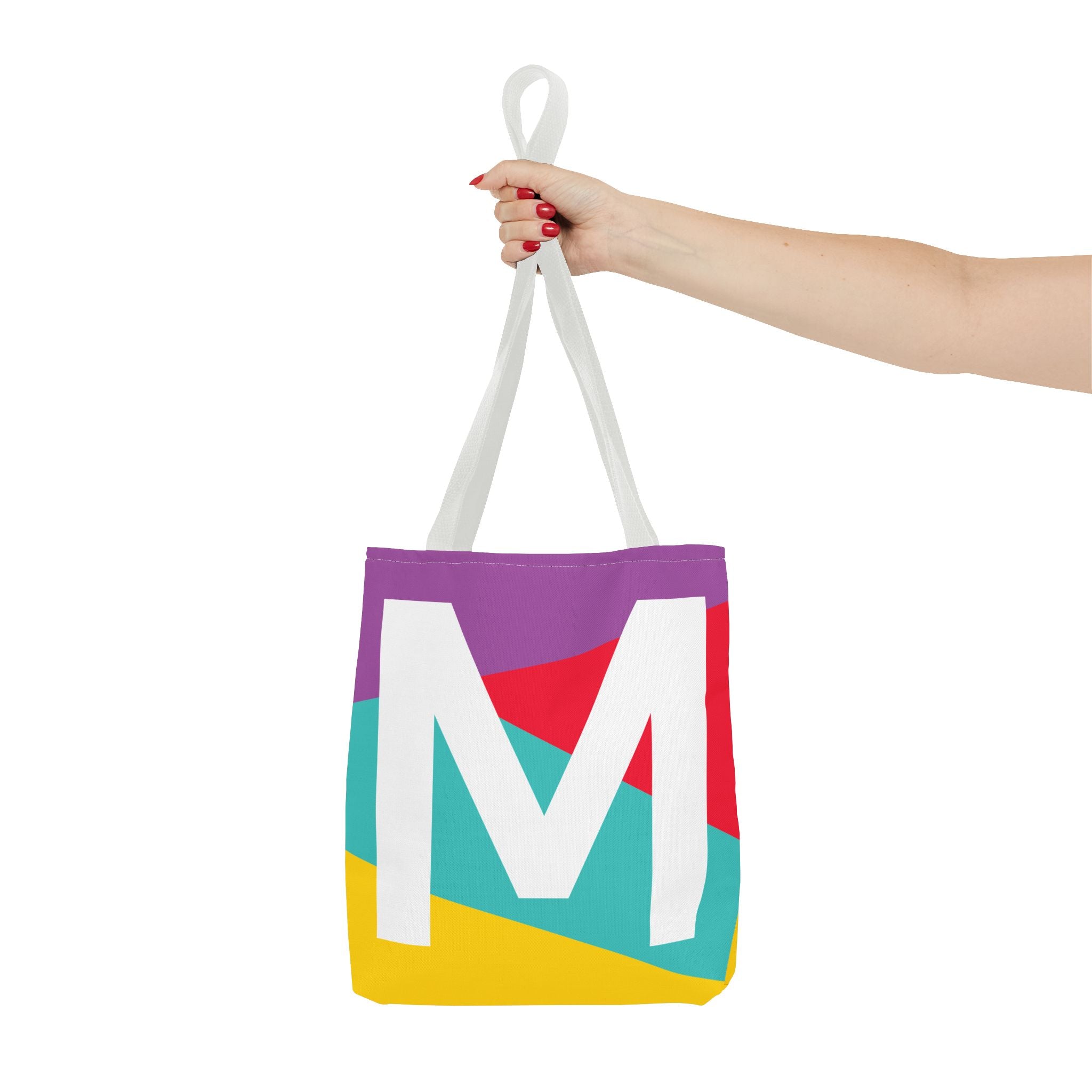 Monogram 'M' Colorblock Tote Bag — Personalized Initial M Shoulder Tote
