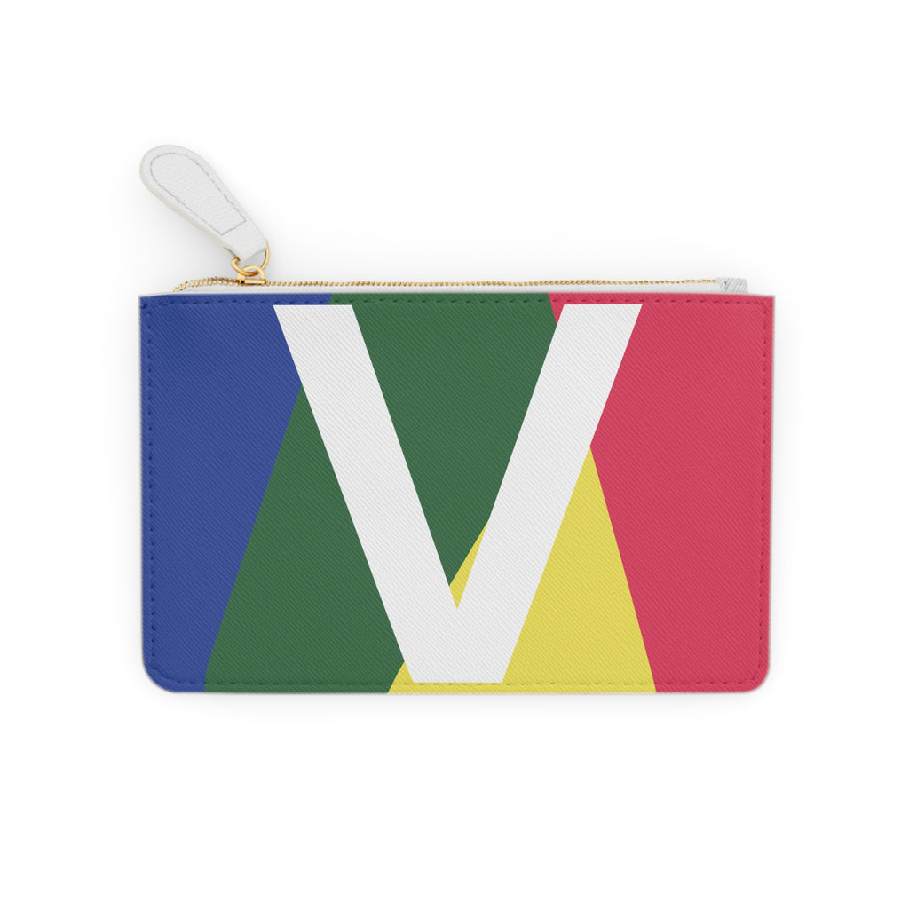 Initial V Mini Clutch — Colorblock Monogram Wristlet Wallet