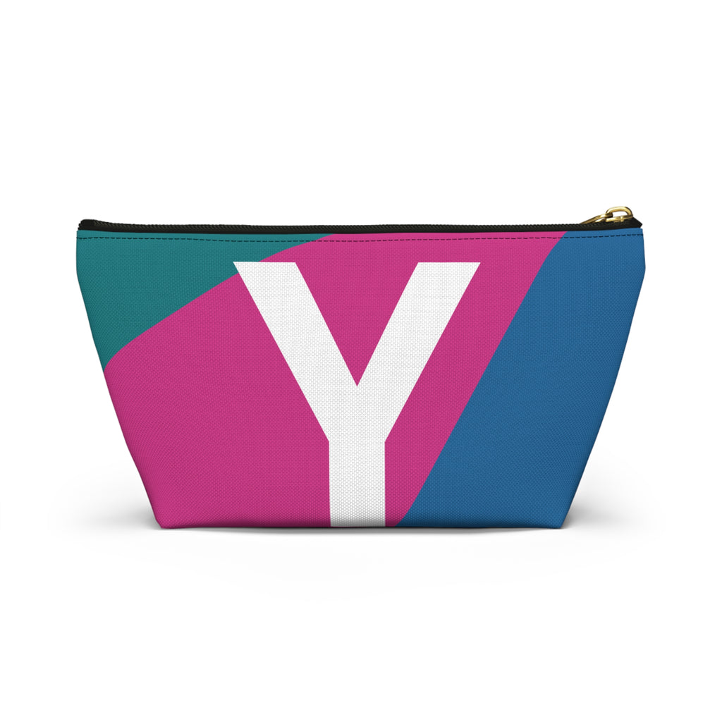 Initials Colorblock Accessory Pouch — Monogram Y T-Bottom Cosmetic Bag