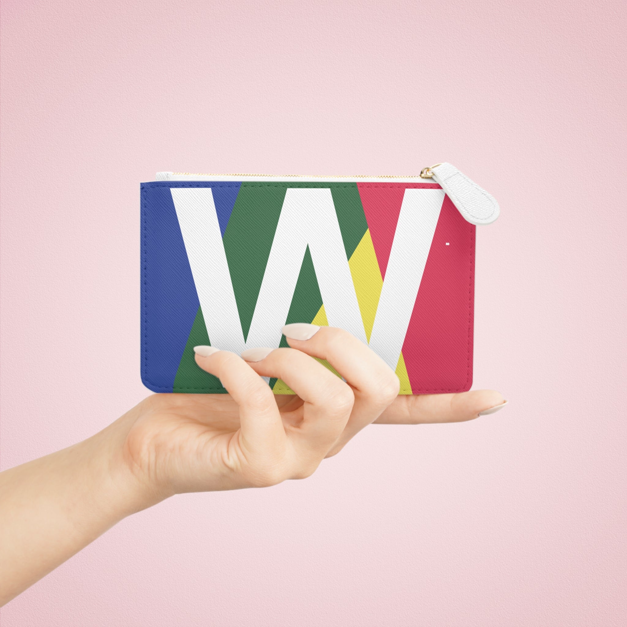 Initial W Mini Clutch — Colorblock Monogram Wristlet Wallet