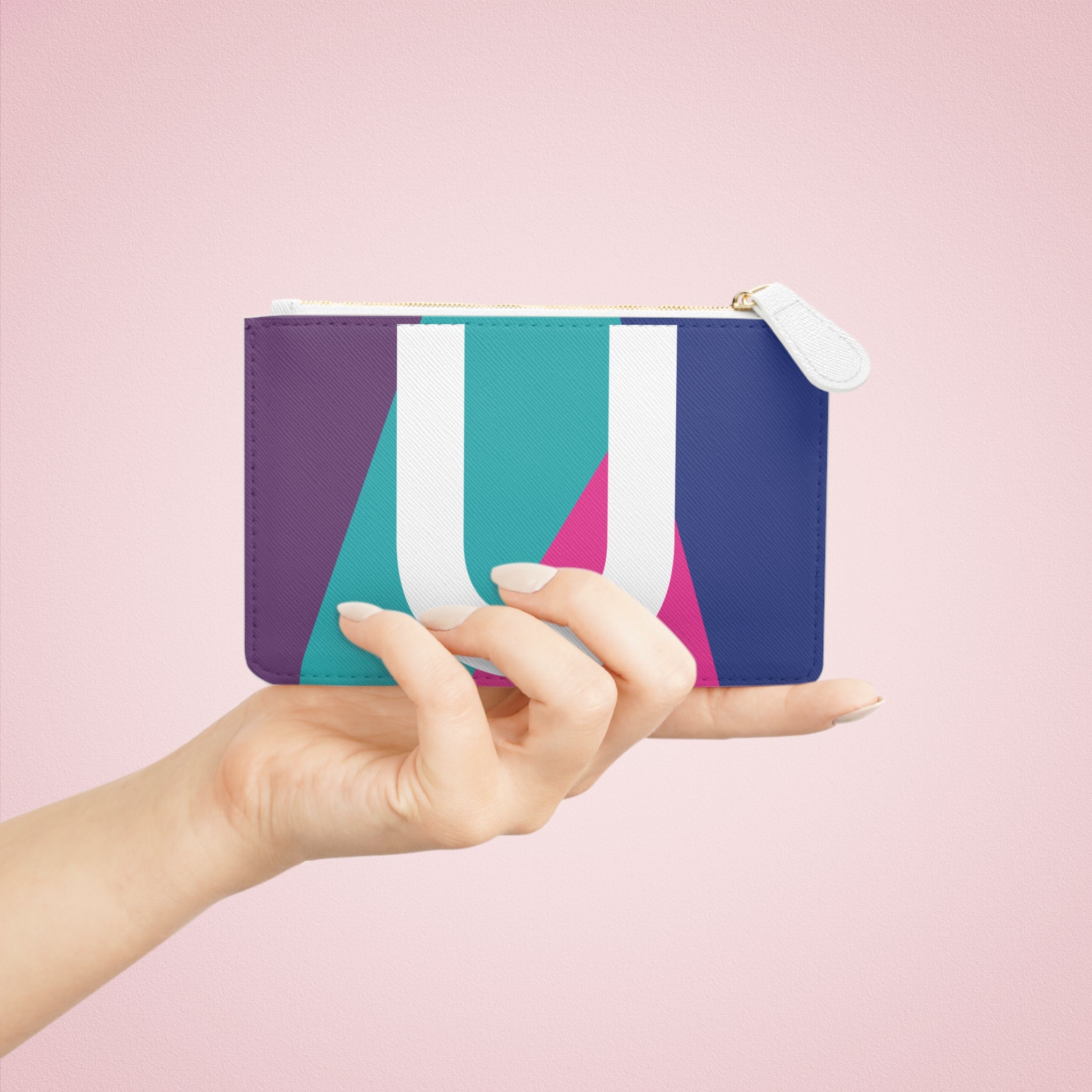 Initial U Mini Clutch — Colorblock Monogram Wristlet Wallet