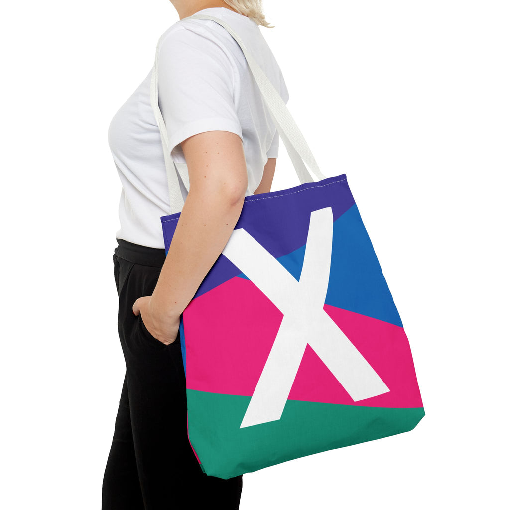 Monogram 'X' Colorblock Tote Bag — Personalized Initial X Shoulder Tote