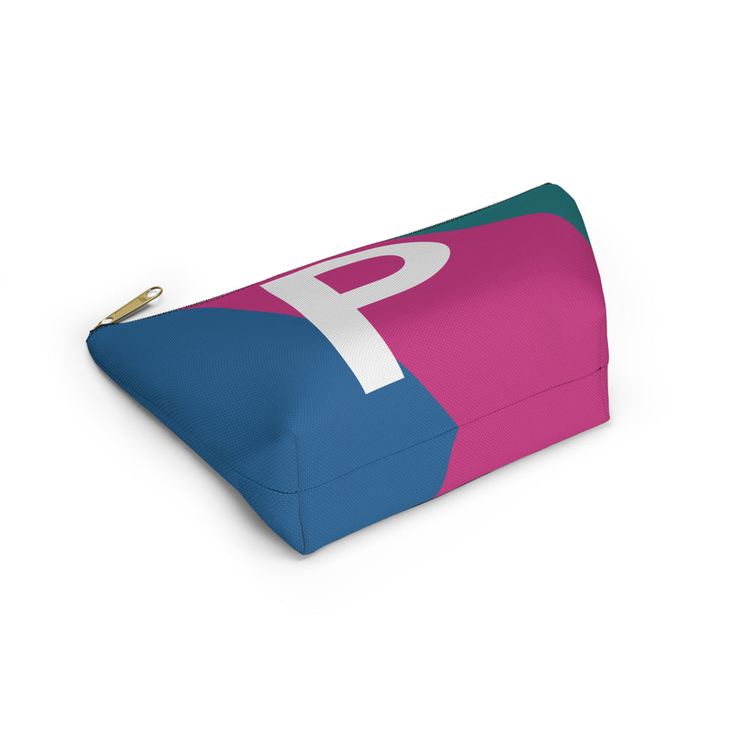 Initials Colorblock Accessory Pouch — Monogram P T-Bottom Cosmetic Bag