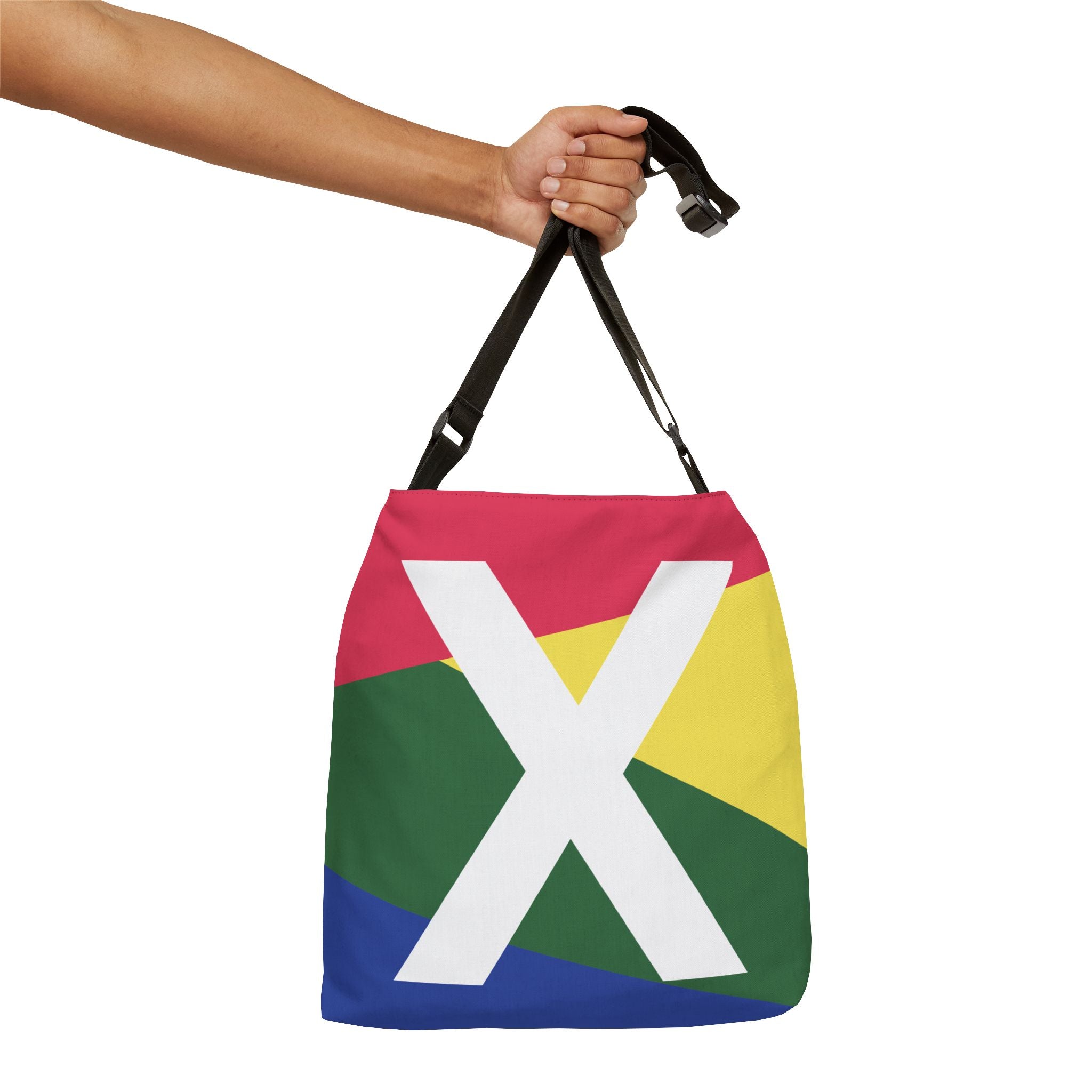 Initial Letter 'X' Colorblock Adjustable Tote Bag — Monogram Alphabet Shoulder Bag