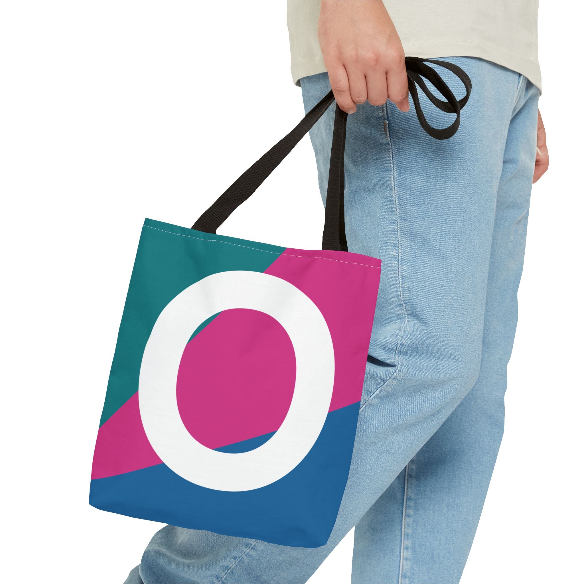Monogram 'O' Colorblock Tote Bag — Personalized Initial O Shoulder Tote