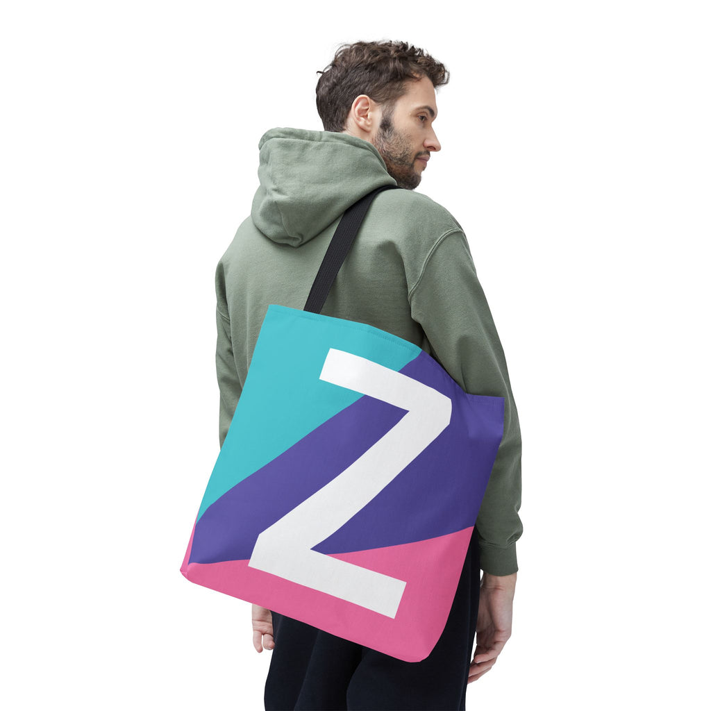 Monogram 'Z' Colorblock Tote Bag — Personalized Initial Z Shoulder Tote