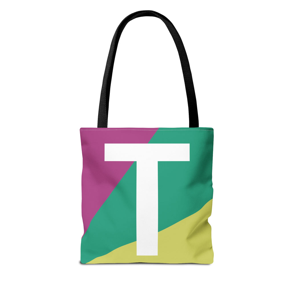 Monogram 'T' Colorblock Tote Bag — Personalized Initial T Shoulder Tote
