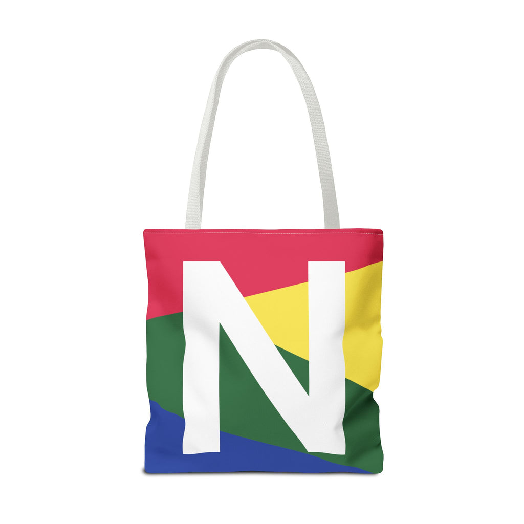 Monogram 'N' Colorblock Tote Bag — Personalized Initial N Shoulder Tote