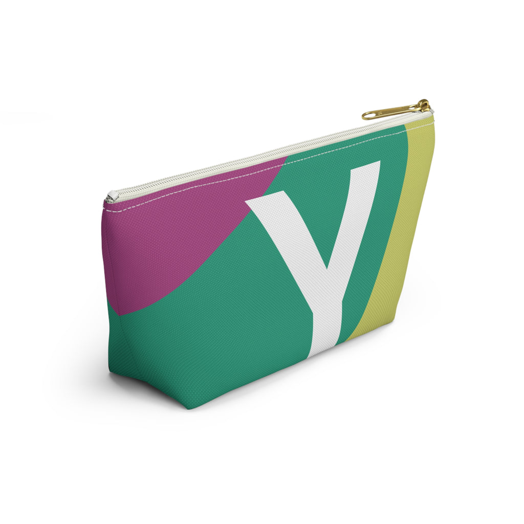 Initials Colorblock Accessory Pouch — Monogram Y T-Bottom Cosmetic Bag