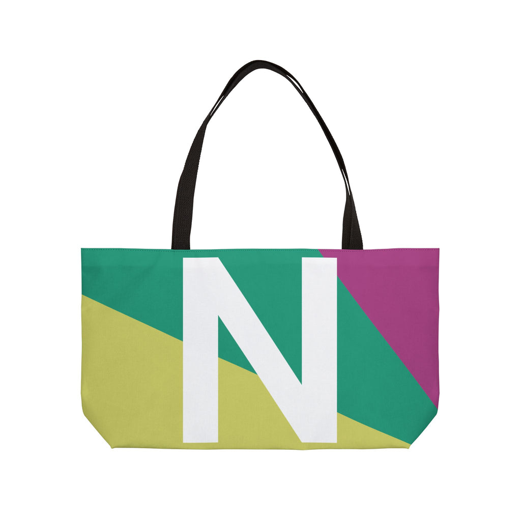Personalized 'N' Colorblock Tote Bag — Monogram Weekender Tote