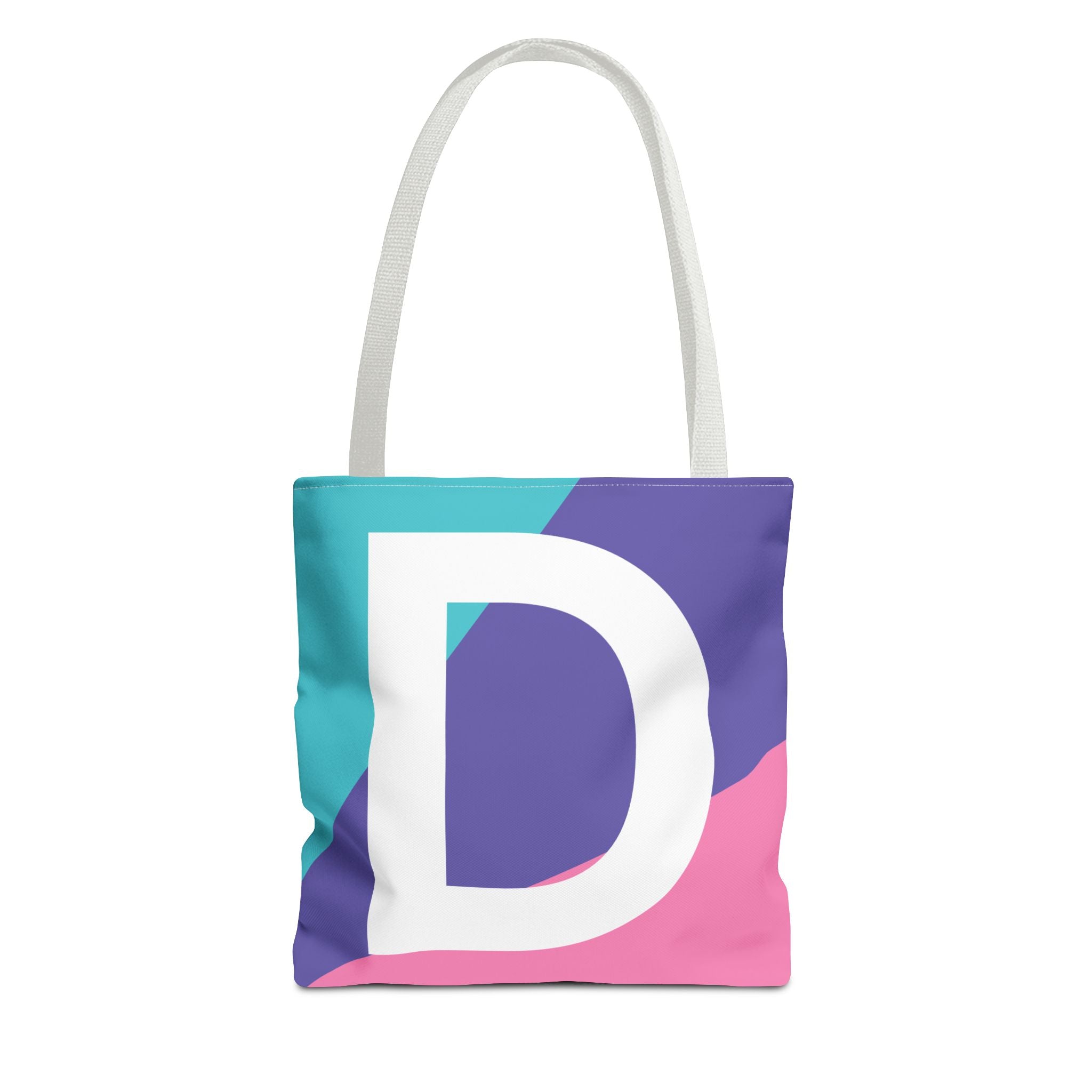 Monogram 'D' Colorblock Tote Bag — Personalized Initial D Shoulder Tote