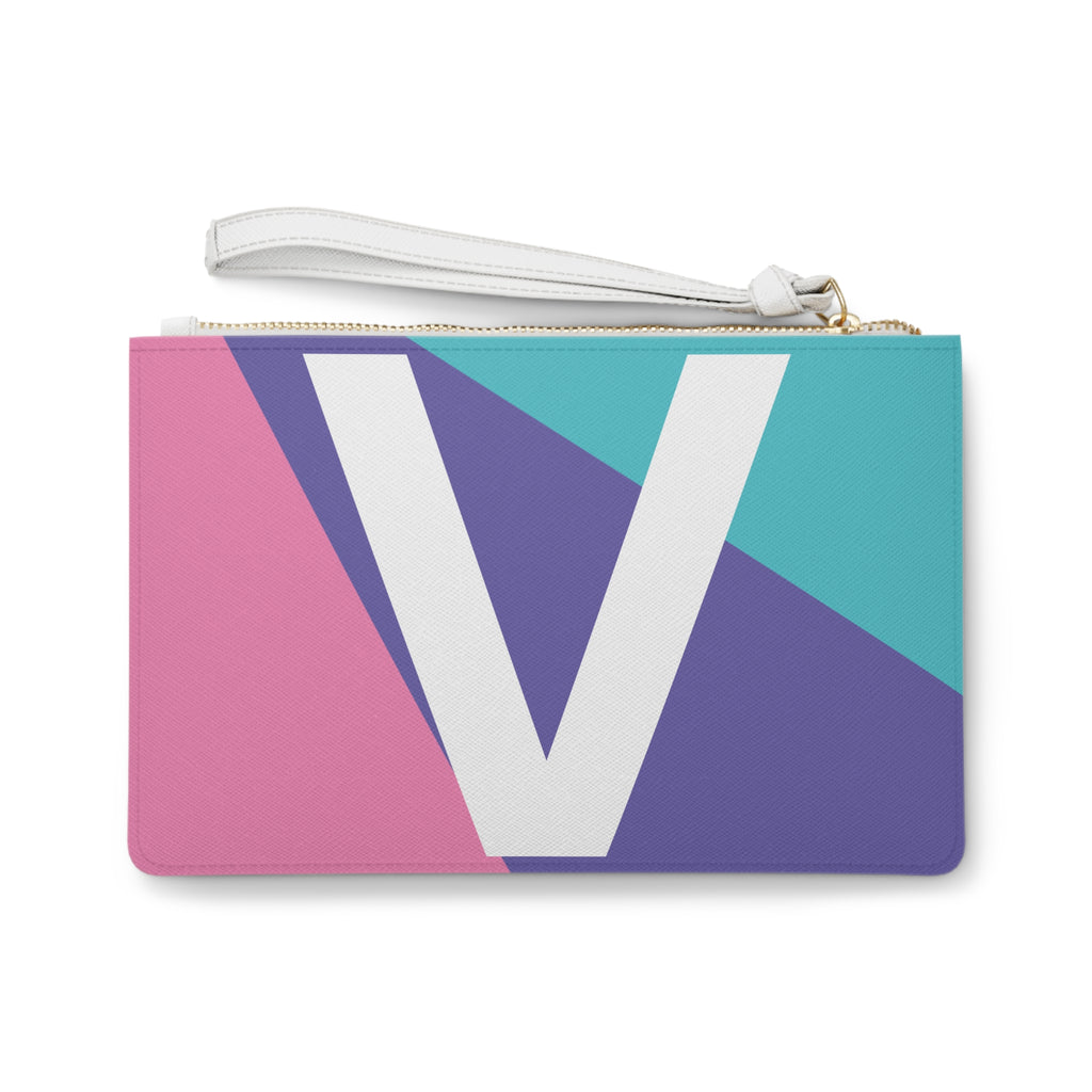 Monogram 'V' Colorblock Clutch Bag — Bold Geometric Wristlet for Everyday & Gifts
