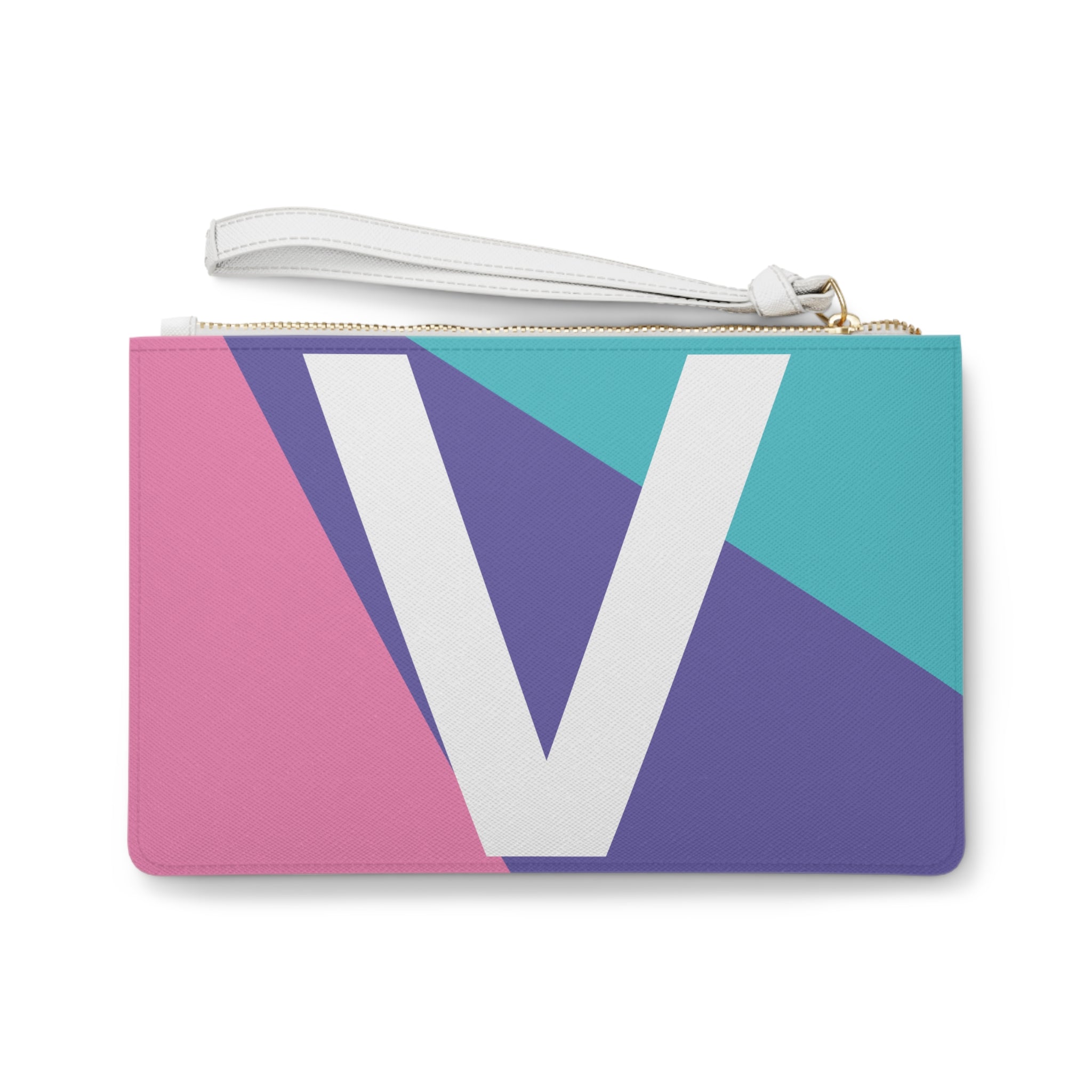 Monogram 'V' Colorblock Clutch Bag — Bold Geometric Wristlet for Everyday & Gifts