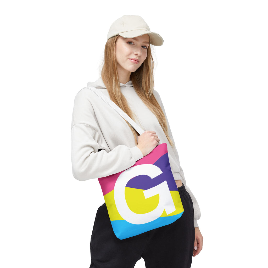 Monogram 'G' Colorblock Tote Bag — Personalized Initial G Shoulder Tote