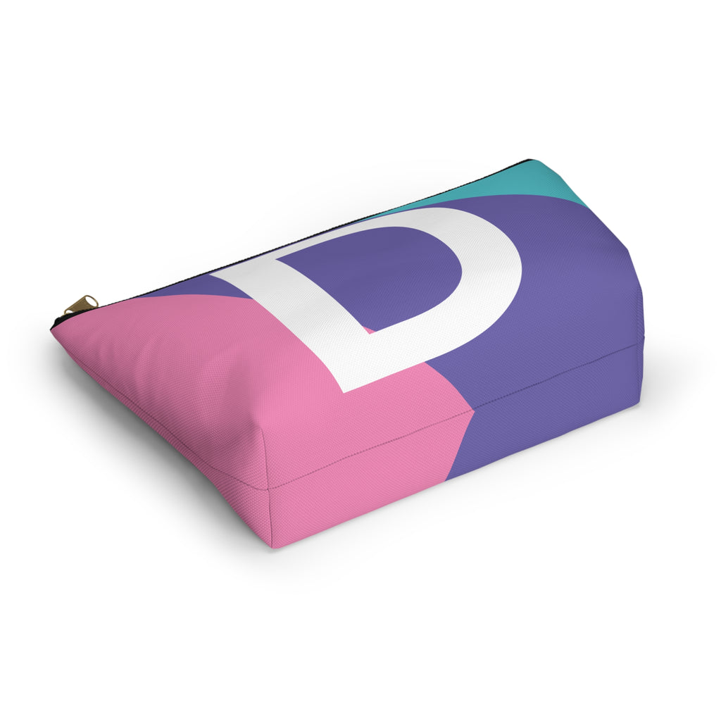 Initials Colorblock Accessory Pouch — Monogram D T-Bottom Cosmetic Bag